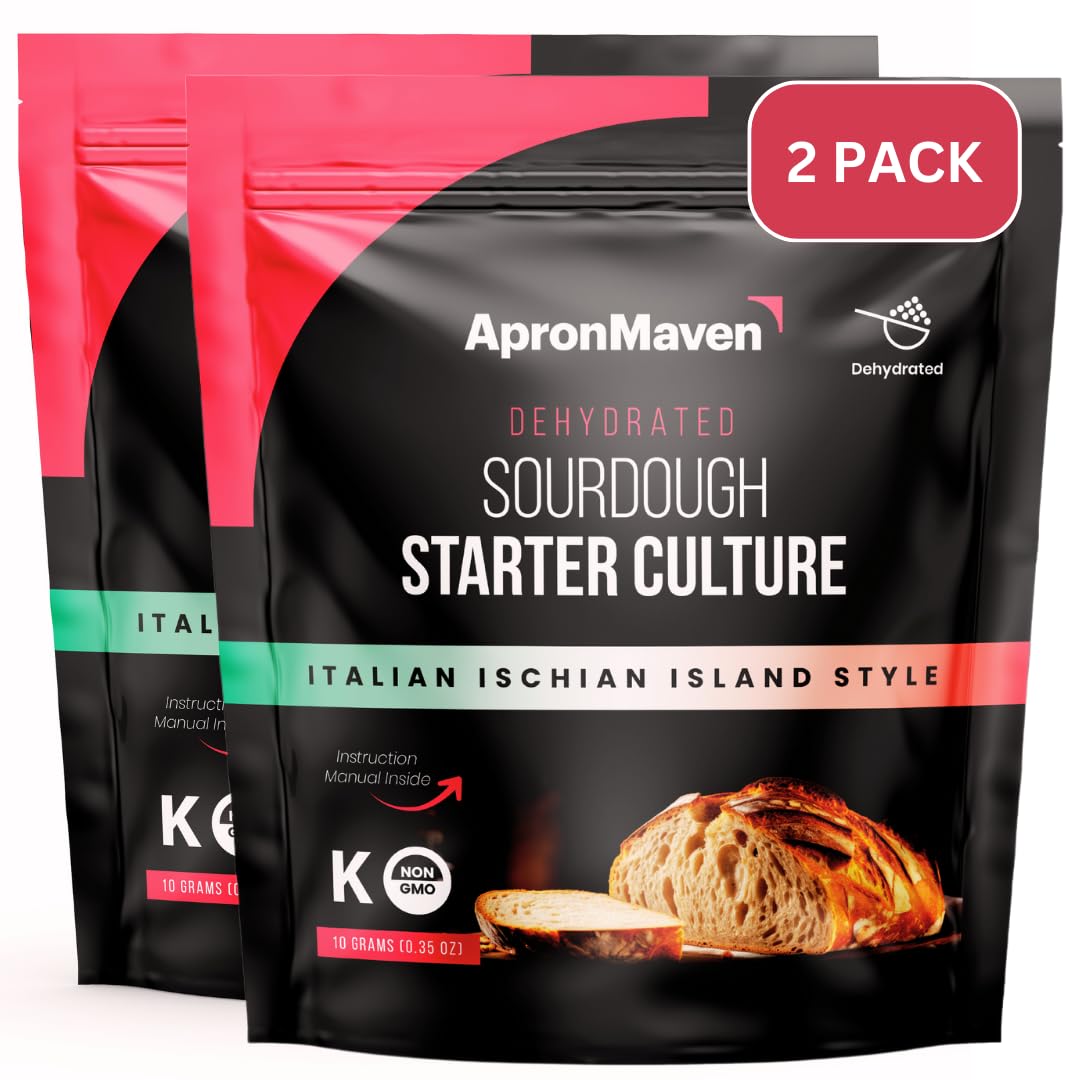 Apron Maven 2 Pack Sourdough Starter Culture - Heirloom Dehydrated for Artisan Bread Baking, 0.18 Ounce (Pack of 2)