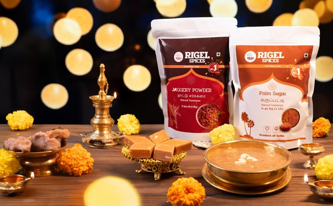 Rigel Spices | Pure Bliss of 1 Lb of Palmyra Palm Jaggery | Palm Sugar: Naturally Crafted, Unbleached, and Chemical-Free Sweetne