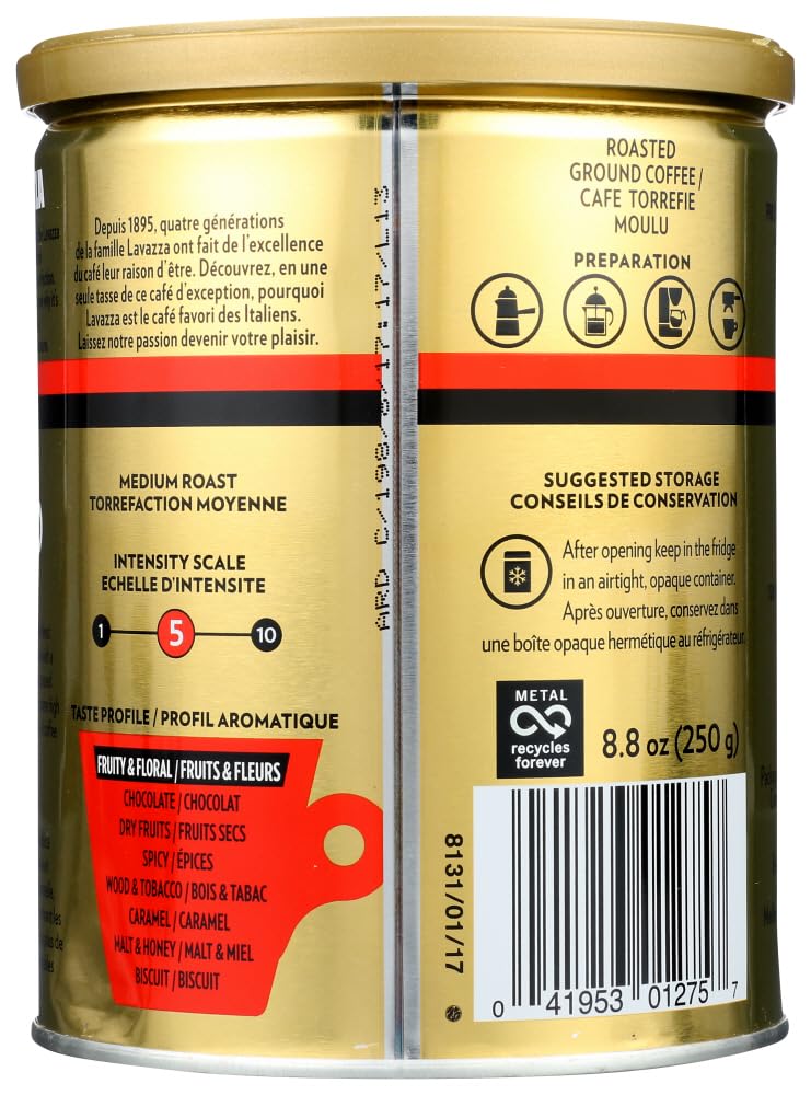 Lavazza Coffee Ground Qualita Oro, 4.41 Ounce (Pack of 2)