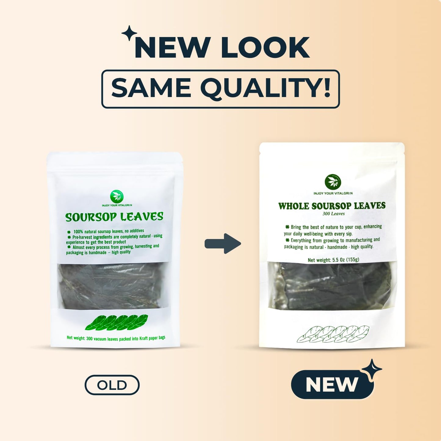 INJOY YOUR VITALGRI:N Soursop Graviola Leaf Tea - 350 Dried Leaves, Herbal Detox, 5.5 oz, 100+ Cups