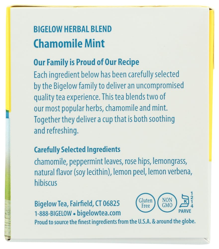 Bigelow Tea Herbal Tea Chamomile Mint - Caffeine Free, 20 Count (Pack of 2)