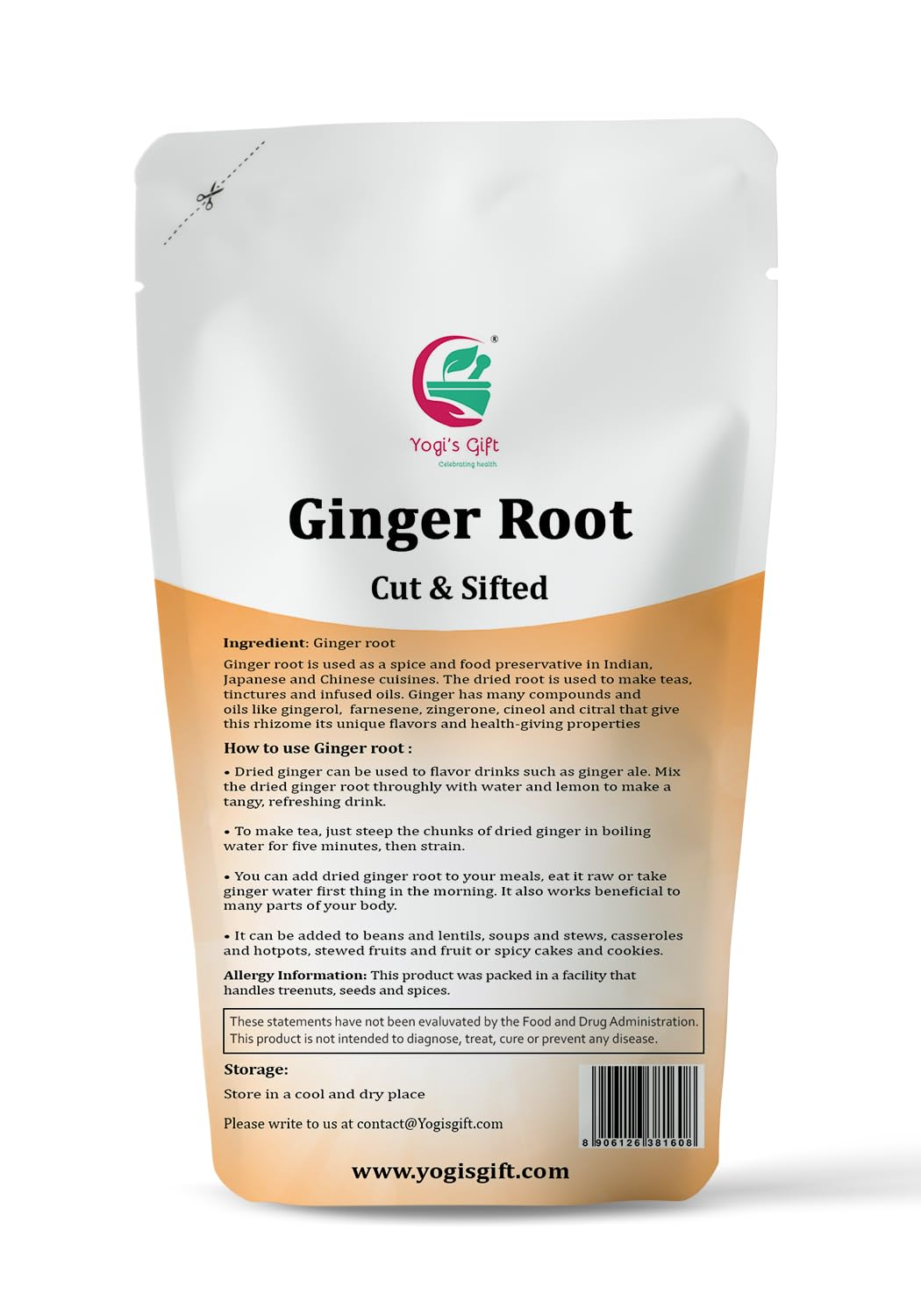 Dried Ginger Root 4 oz | Cut and Sifted Dried Ginger Pieces | As Spicy as Fresh Ginger | Flavourful Indian Spice |100% Pure and