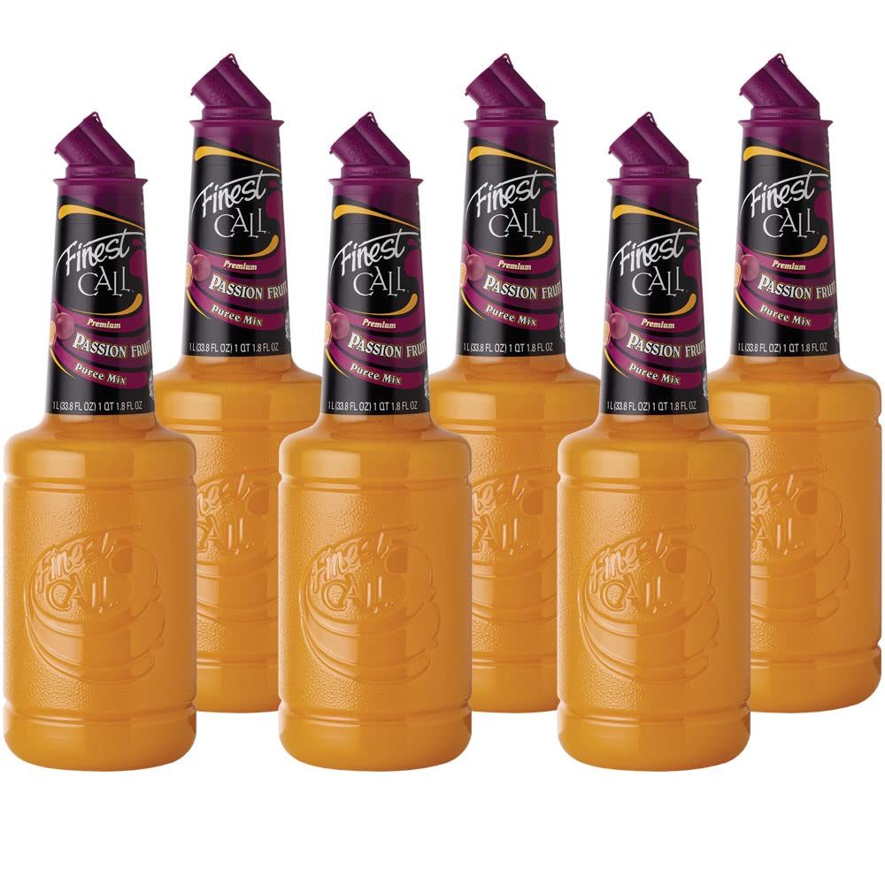 Finest Call Premium Passion Fruit Puree Drink Mix, 1 Liter Bottle (33.8 Fl Oz), Pack of 6
