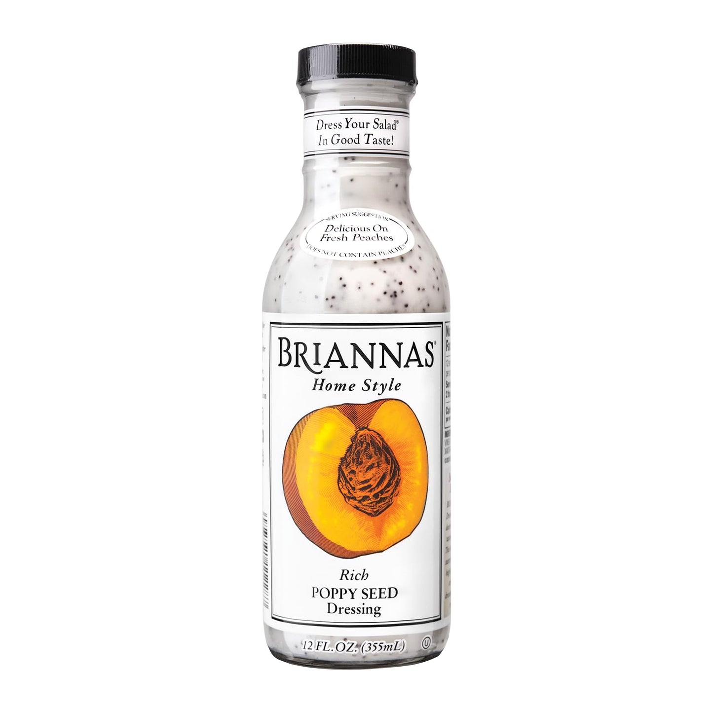 BRIANNAS - Home Style Rich Poppy Seed Dressing – Fine Salad Dressing made with enhanced Ingredients - Gluten Free, Kosher, & Vegan Dressing - 12 oz. Bottle