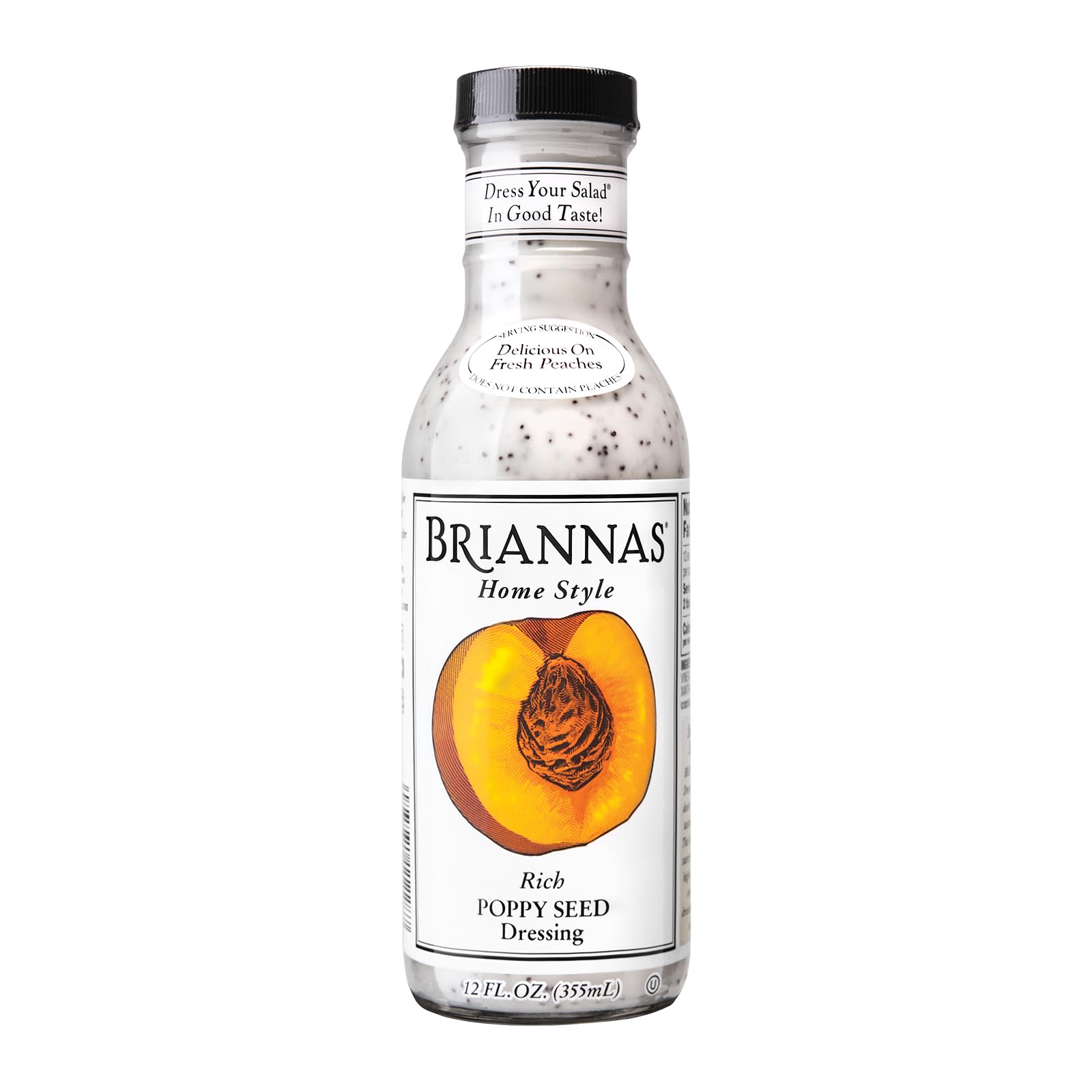 BRIANNAS - Home Style Rich Poppy Seed Dressing – Fine Salad Dressing made with enhanced Ingredients - Gluten Free, Kosher, & Vegan Dressing - 12 oz. Bottle