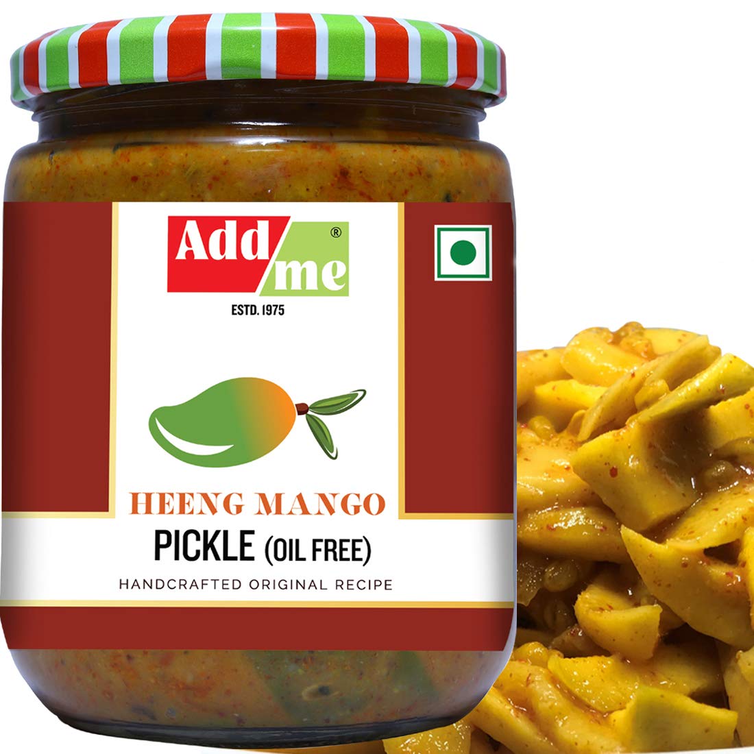 Add Me Home Made Heeng Mango Pickles 500Gm Without Oil Aam Ka Achar Hing Lonji Glass Pack