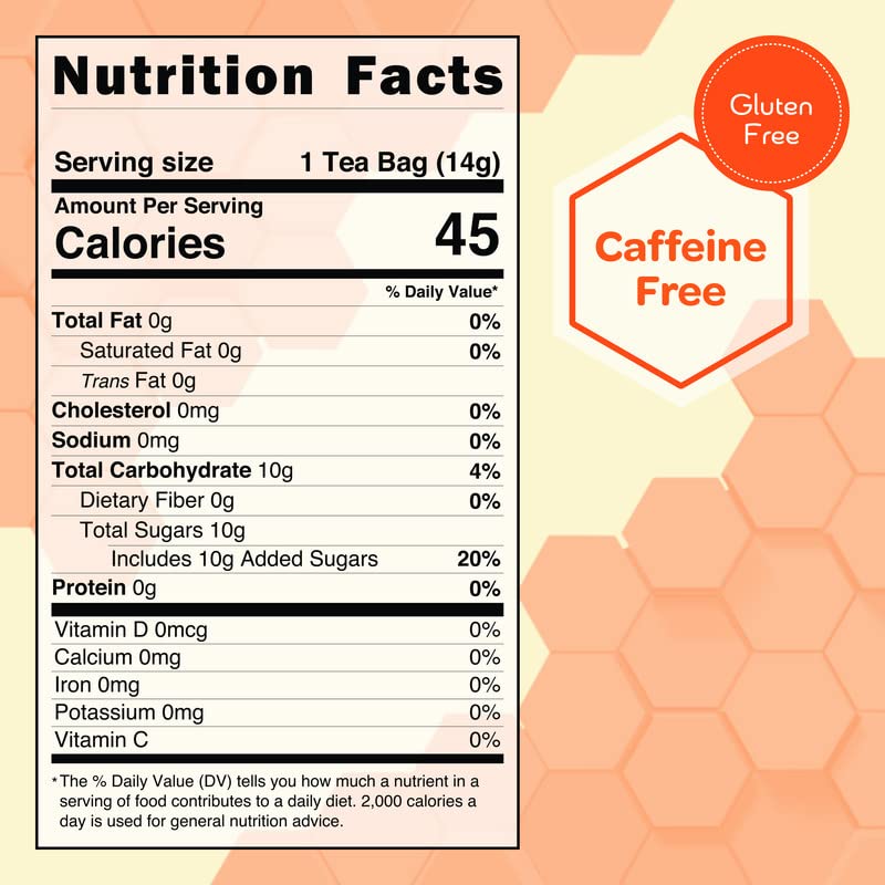 True Honey Teas Rooibos Tea Bags - Decaf Herbal Tea - 24 Count Sachets - All Natural, Caffeine Free