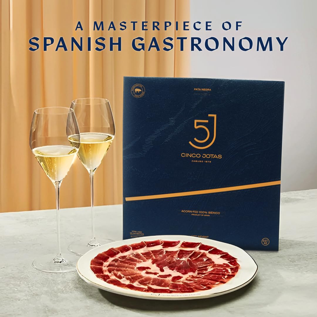 Cinco Jotas Hand-Carved Jamón Ibérico De Bellota | 100% Acorn-Fed Iberian Ham | Authentic Spanish Ham Ibérico - 3 Oz Pack Of 2 - Traditional Carving Pack