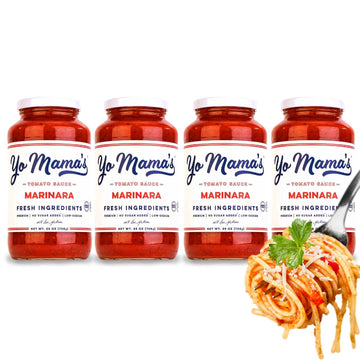 Yo Mamas Foods Keto Marinara Pasta and Pizza Sauce - No Sugar Added, Low Carb, Gluten Free - 1.56 lb (Pack of 4)