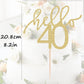 Ahaoray Hello 40 Cake Topper - Gold Glitter 40Th Birthday Cake Decorations - 40 Wedding Anniversary Party Cake Decor