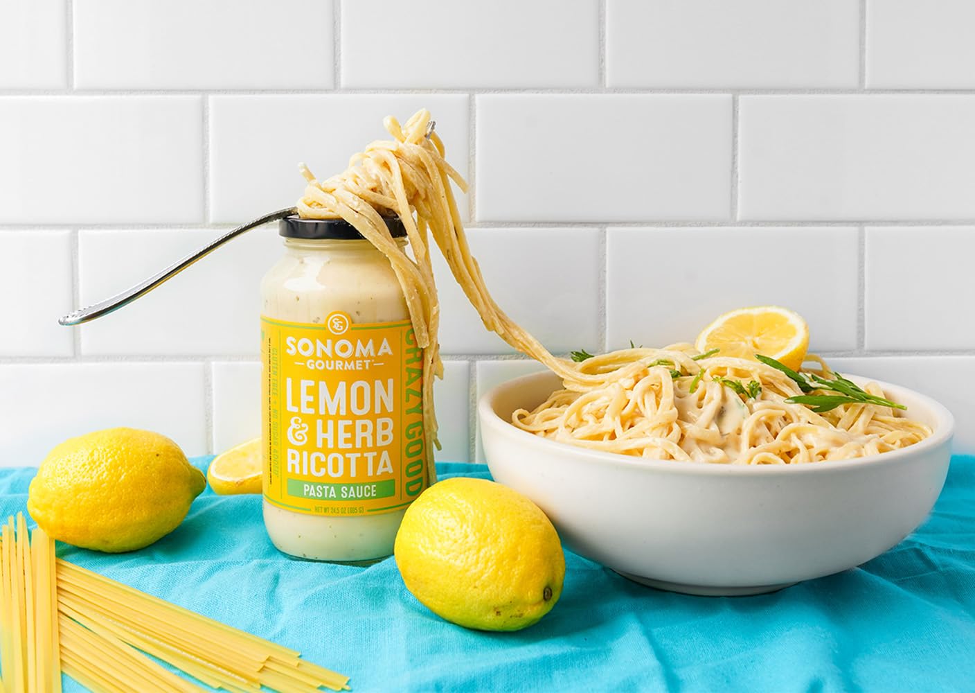 Lemon Herb Ricotta Pasta Sauce | Non-Gmo, Gluten-Free And No-Sugar Added | Fresh Ingredients | 25 Ounce Jars (Pack Of 6)