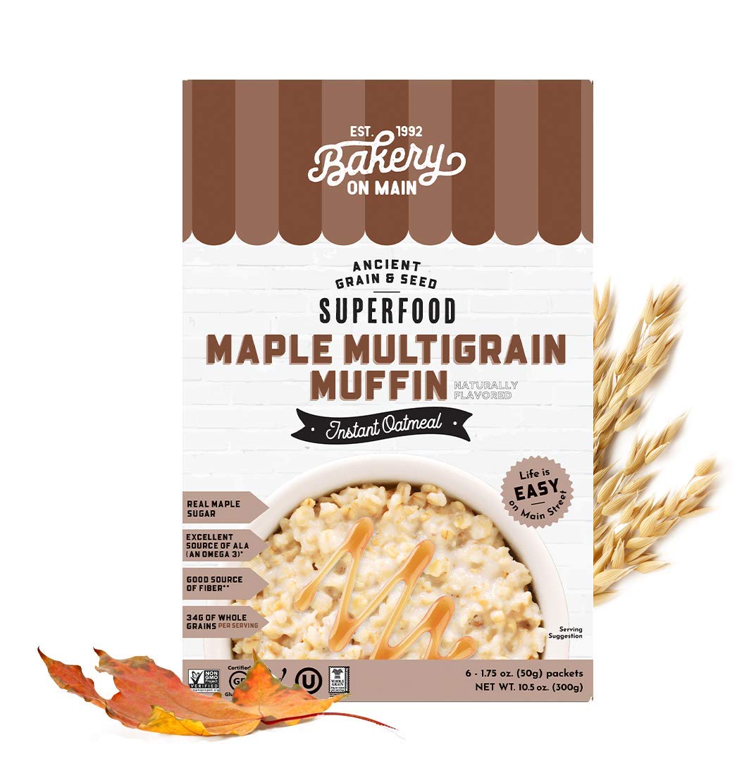Bakery On Main, Gluten-Free Instant Oatmeal, Vegan & Non GMO - Maple Multigrain Muffin, 10.5 Ounce (Pack of 3)