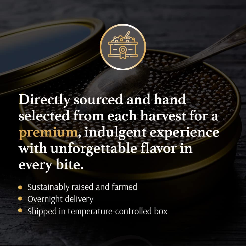 Olma Classic Caviar Gift Box - 2 oz Siberian Osetra, White Sturgeon, Paddlefish, Hackleback Roe & Mother of Pearl Spoon