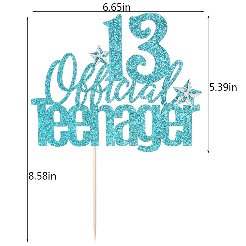 Qertesl 13th Birthday Cake Topper, Blue Cardboard Decoration for Boys and Girls, Cheers to 13 Years, Model Qertesl