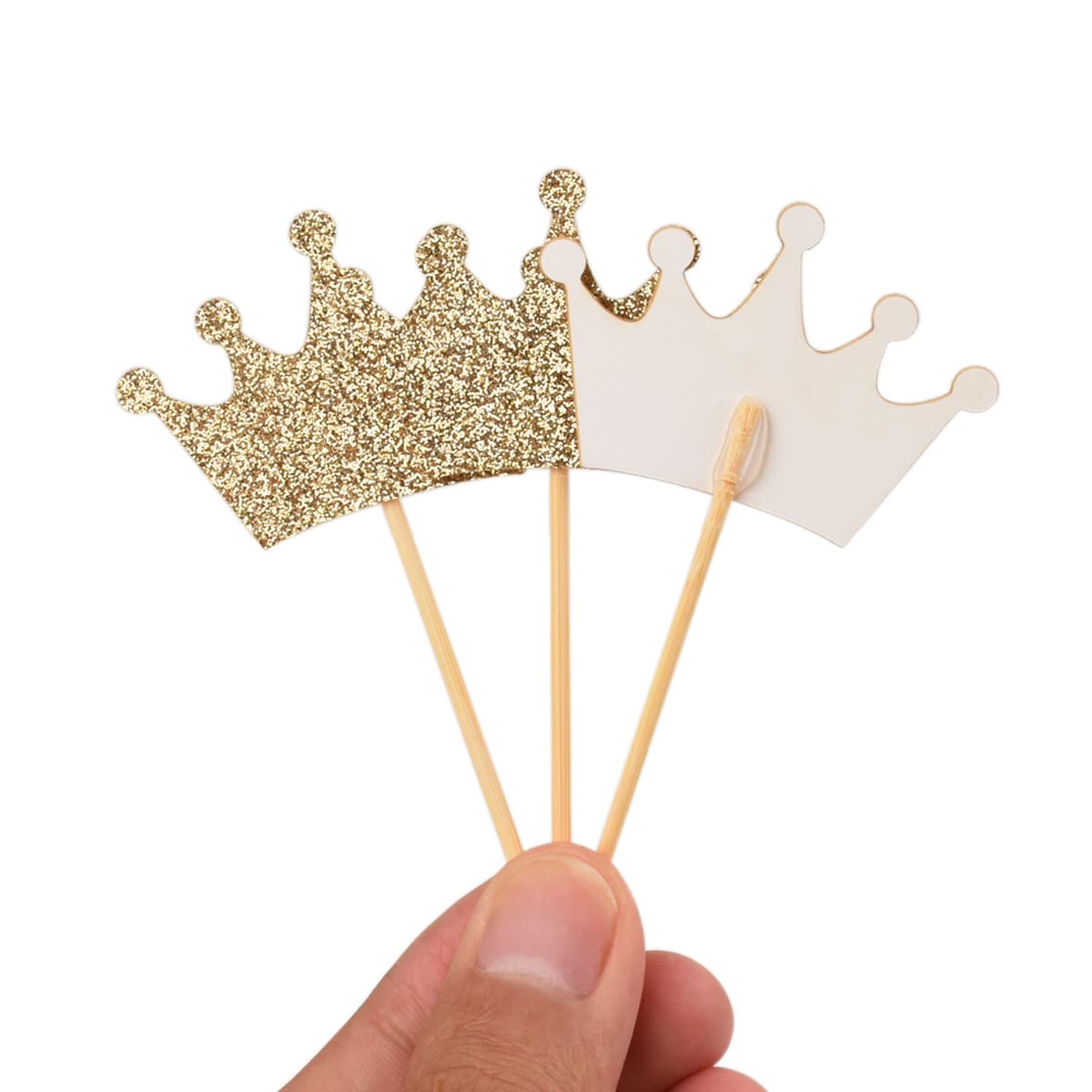 Crown Cupcake Toppers 48 Pcs Light Gold Glittery Princess Cake Picks For Baby Shower Birthday Party Decorations Supplies