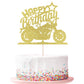 Ruscalin Cake Topper Black Flash Motorcycle Birthday Party Decoration - Golden Paper