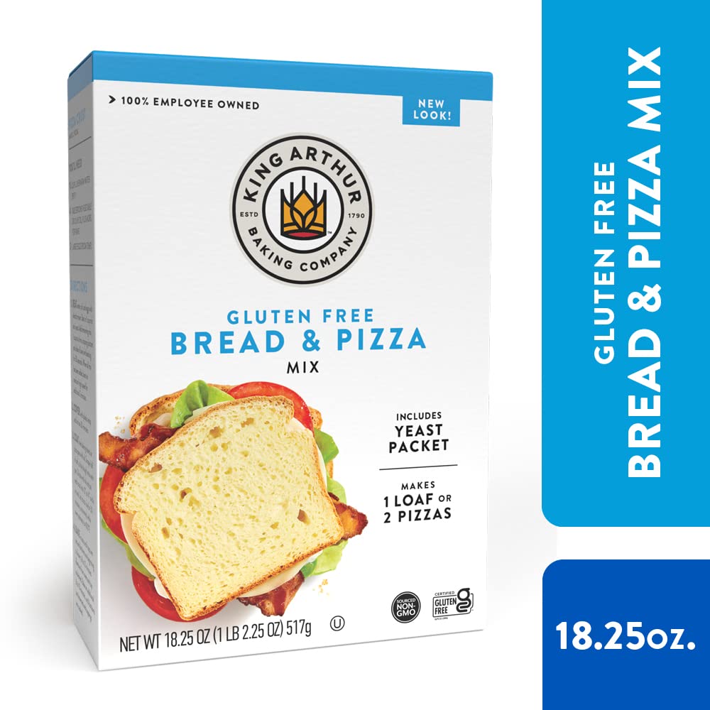 King Arthur, Gluten-Free Bread and Pizza Mix, Gluten-Free, Non-GMO Project Verified, Certified Kosher, 18.25 Ounces (Pack of 2)