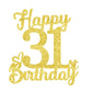 31 Birthday Cake Toppers - Gold Glitter, 31St Birthday Decorations For Men & Women
