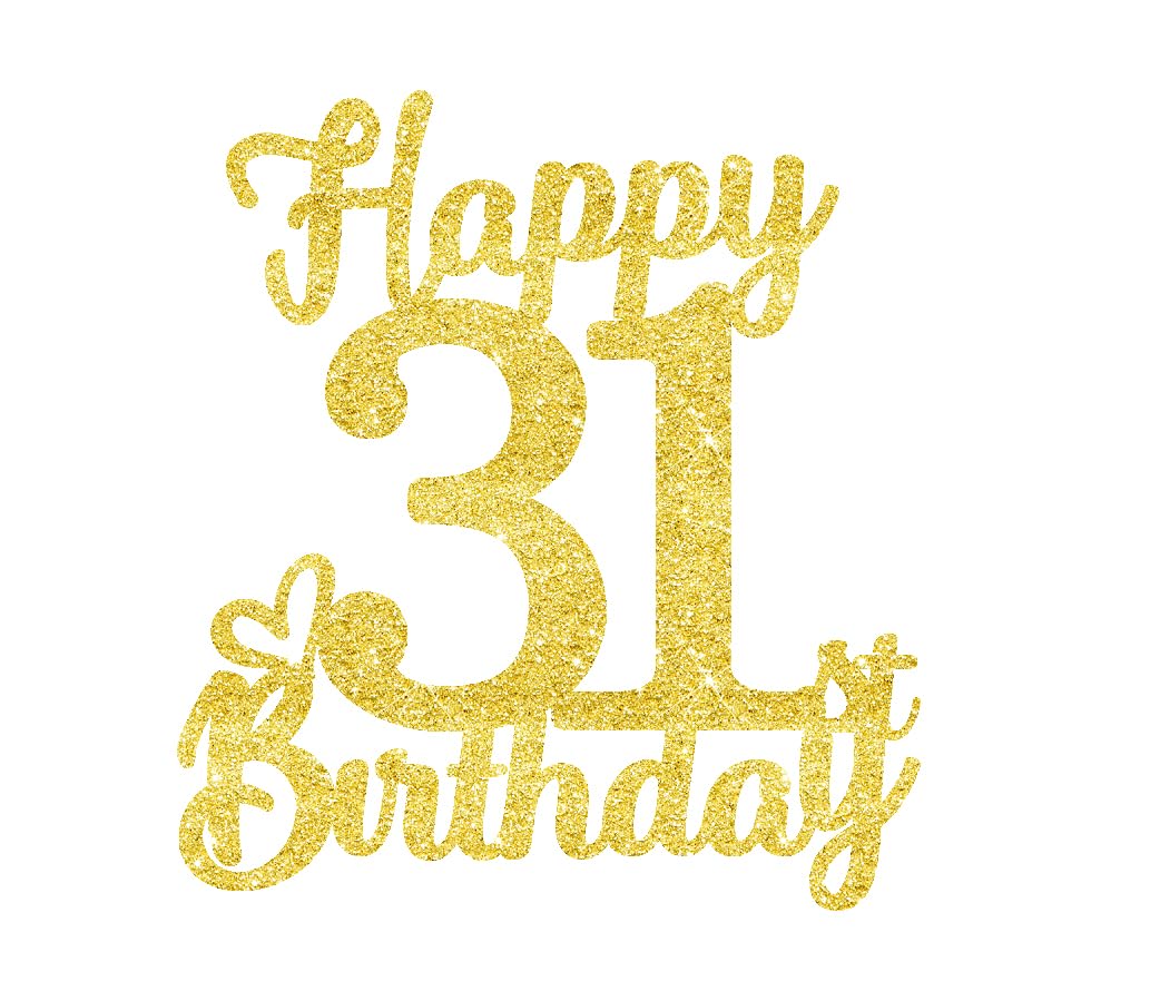31 Birthday Cake Toppers - Gold Glitter, 31St Birthday Decorations For Men & Women