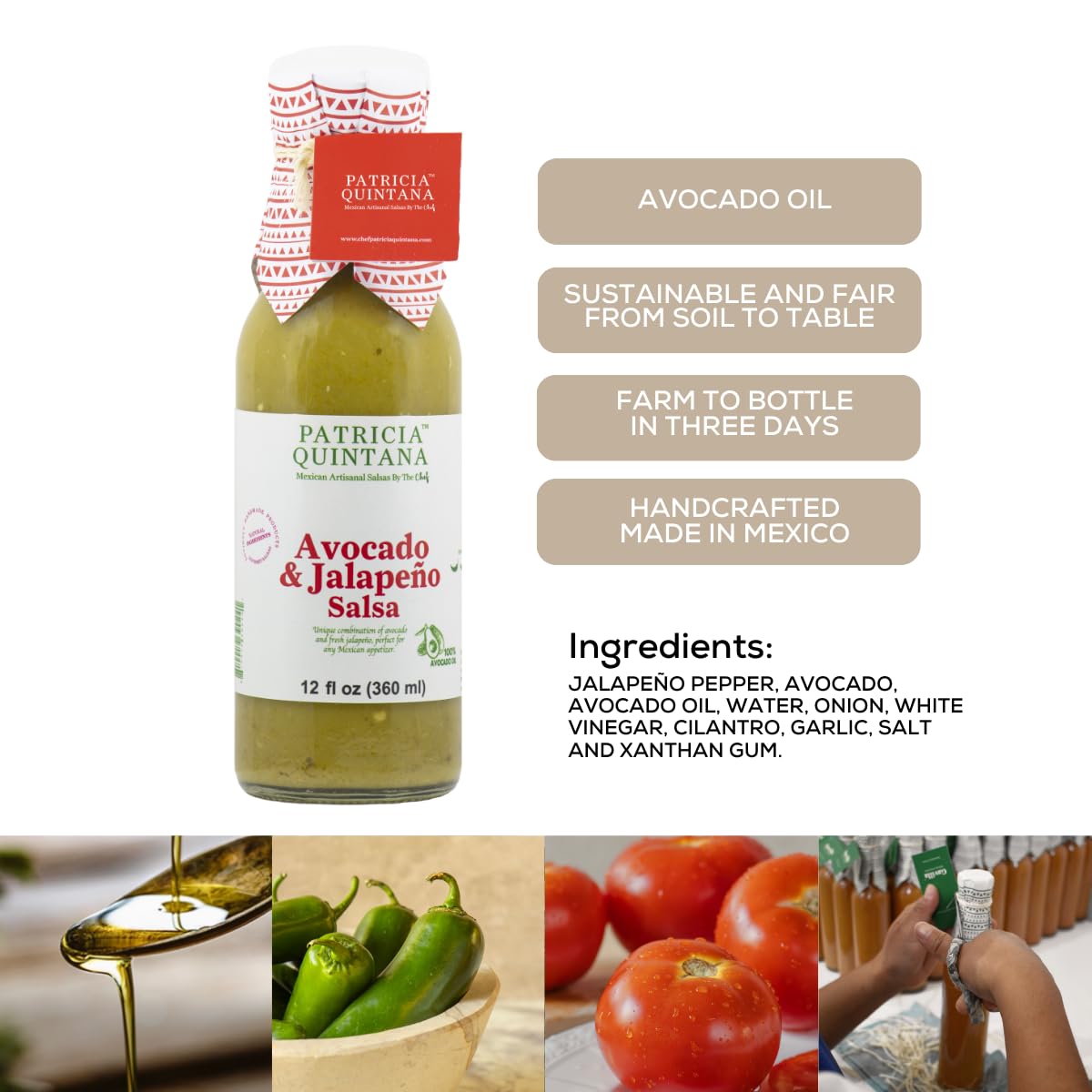 Patricia Quintana Avocado & Jalapeo Salsa - Authentic Artisanal Mexican Ingredients, Made With Keto Friendly Virgin Avocado Oil.