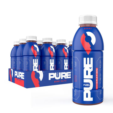 Pure Fuel Hydration Drinks Berry Blitz - Plant-Based Healthy Electrolyte Drinks with B-Vitamins - No Added Sugar - 12 Pack x 16.