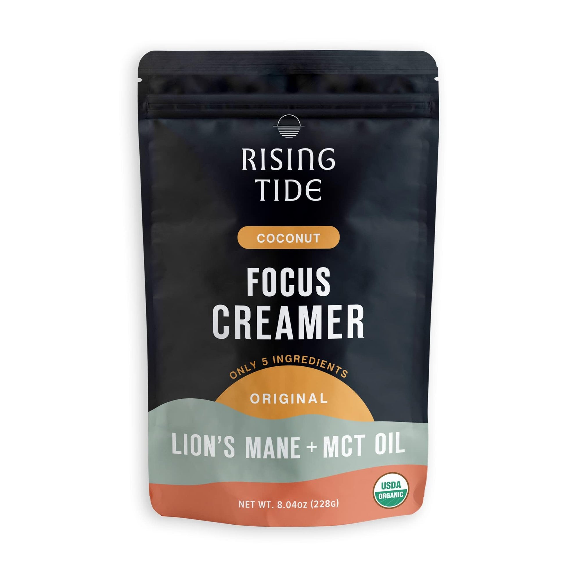 Rising Tide Organic Mushroom Superfood Creamer - Coconut Milk Powder  Lions Mane Mushrooms  MCT Oil - Non Dairy Cream Alternative for Coffee - Plant Based and Keto Friendly (38 Servings)