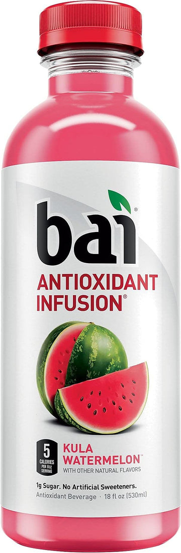 Bai Flavored Water, Antioxidant Infused, Kula Watermelon, 18 Fl Oz Bottle, Pack of 12