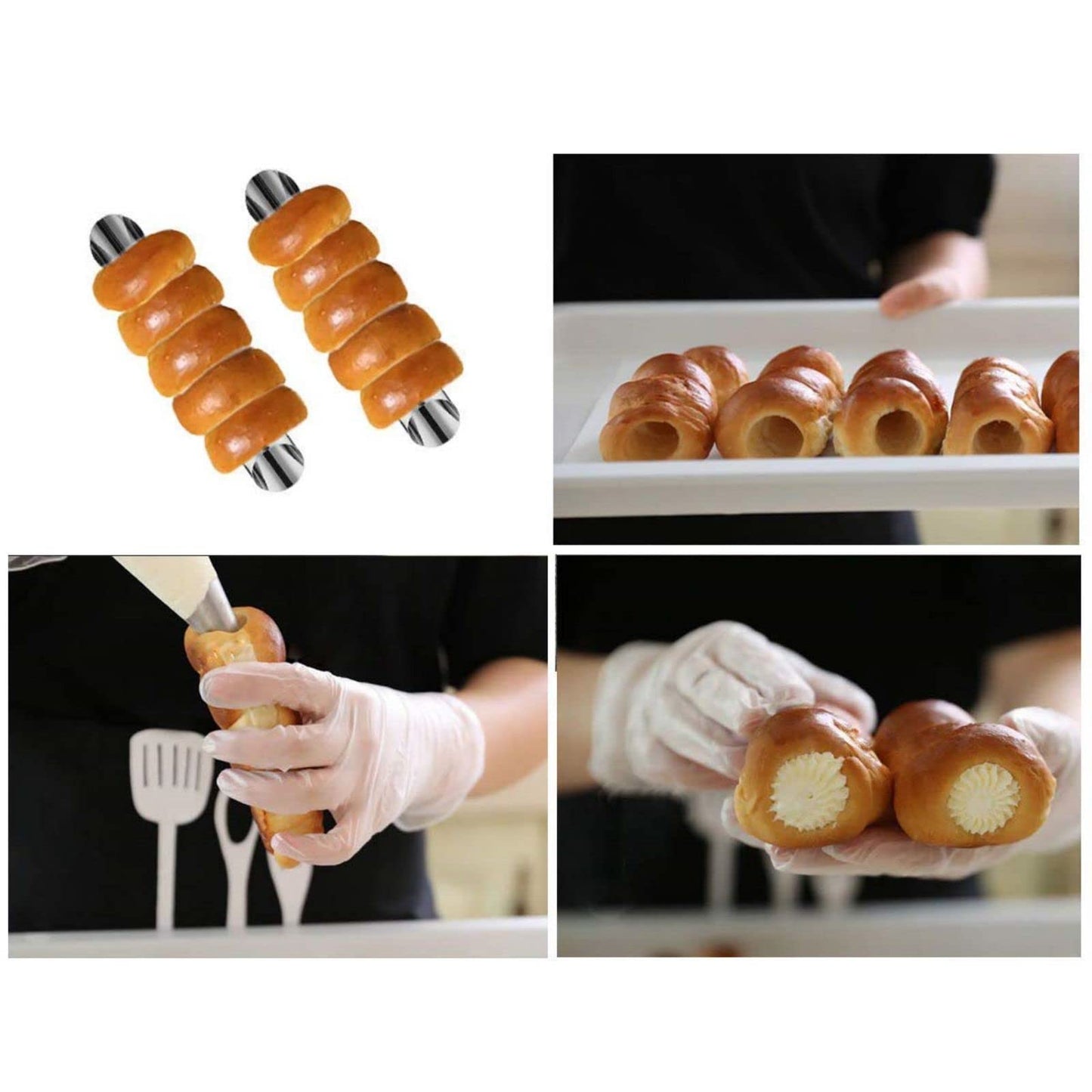 Non-Stick Cream Cannoli Tubes, Fantasyday 18 Pcs Stainless Steel Baking Cones Pastry Roll Horn Croissant Mold Cannoli Shells Wit