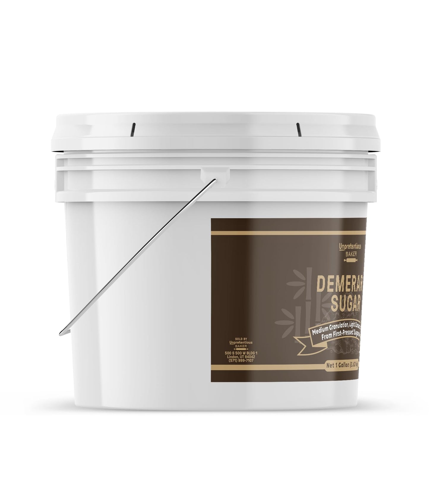 Unpretentious Demerara Sugar, Raw, First-Pressed Sugarcane Crystals For Drinks & Baking (1 Gallon)