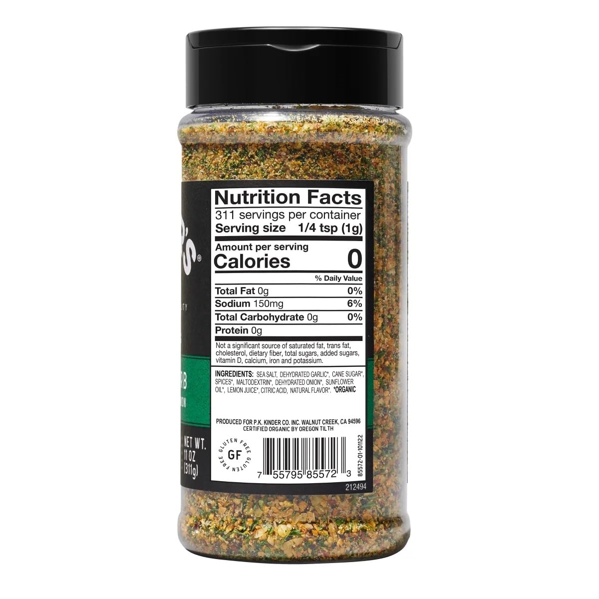 Kinders Organic garlic & Herb with Sea Salt & Lemon Seasoning 11 Ounce