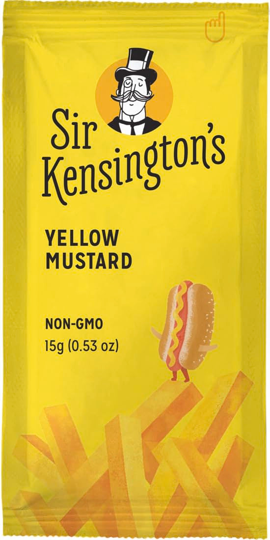 Sir Kensingtons Yellow Mustard Packette  Non-GMO  No Artificial Colors  No Artificial Flavors  Soy Free  Gluten Free  Vegan  15g Packette  Pack of 600
