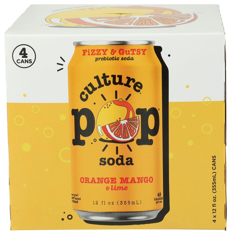 Culture Pop Soda Orange Mango & Lime Sparkling Soda 4Pk, 12 Fz