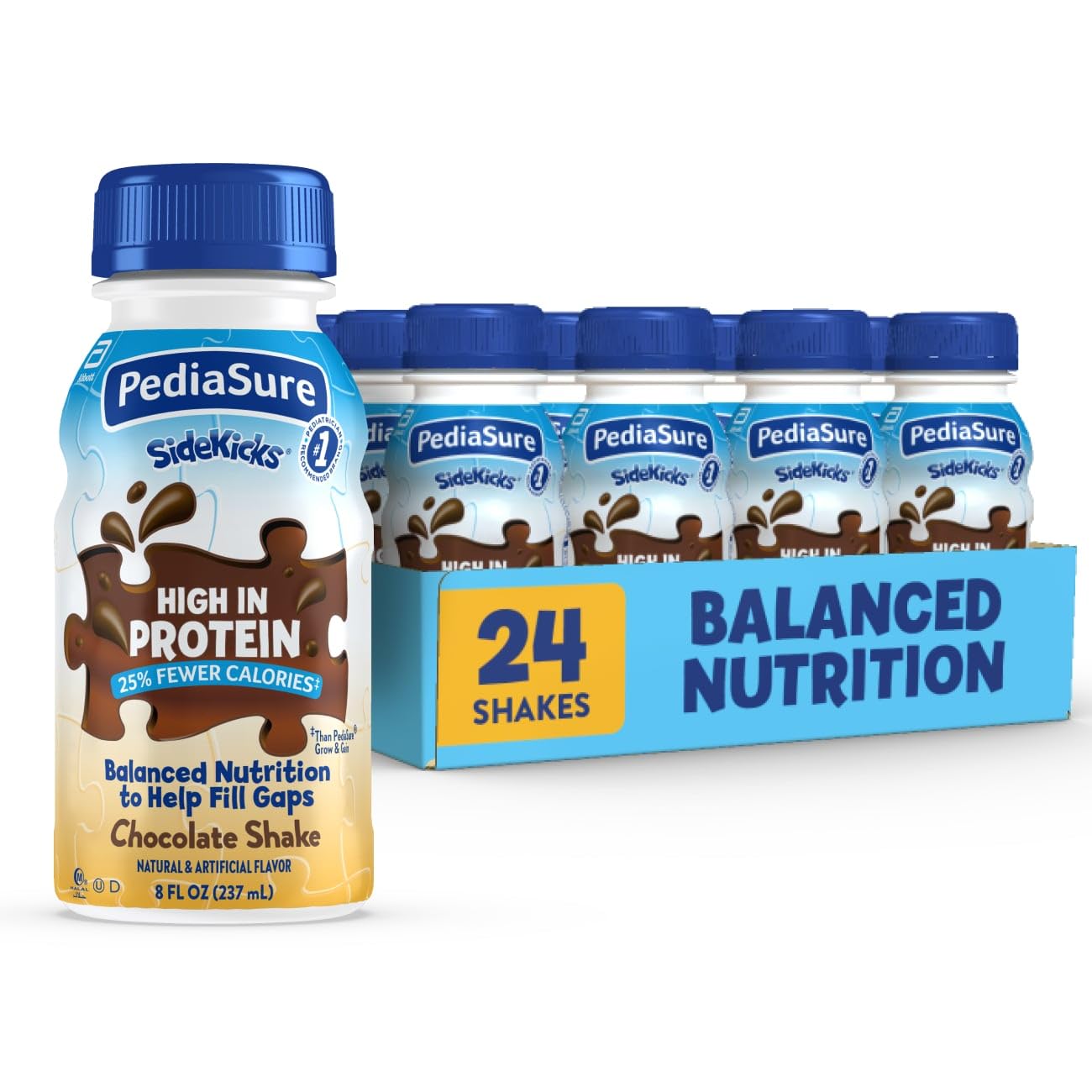 PediaSure SideKicks, 24 Shakes, Kids Protein Shake, With Key Nutrients and Protein to Help Kids Catch Up on Growth and Help Fill