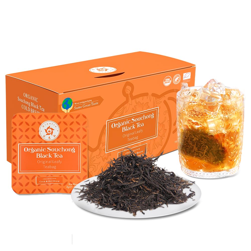 RIANTEA Organic Black Tea Bags - Low Caffeine, Premium Quality, Non-GMO, Biodegradable, Unsweetened, 100% Natural