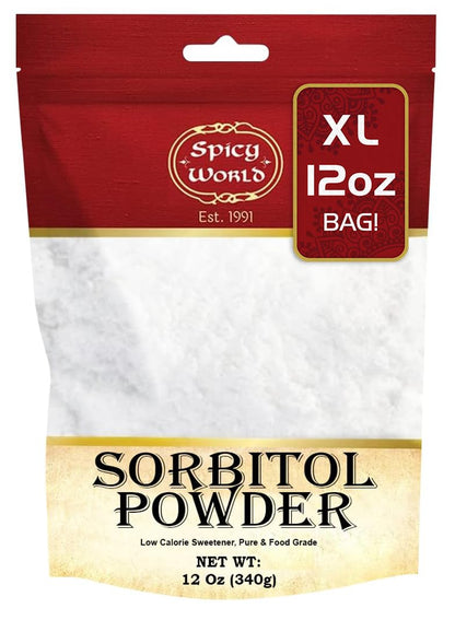Sorbitol Powder 12oz Bag (340g) - Pure Ingredient, Low Calorie Sweetener, Food Grade, Sugar Substitute, Thickening Agent - Packa