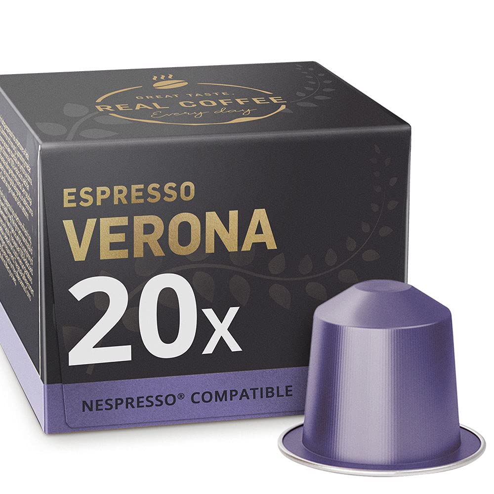 REAL COFFEE Strong Espresso Variety Pack | 100 Bold Aluminum Capsules | 6 Intense Italian Flavors | 100% Nespresso Compatible