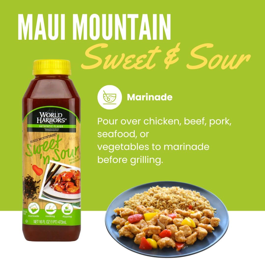 World Harbors Sweet and Sour Sauce - 16 Fl Oz Bottles (Pack of 4) - Ideal for Dipping, Dumplings, Chicken, Beef, Pork, Seafood, Vegetables