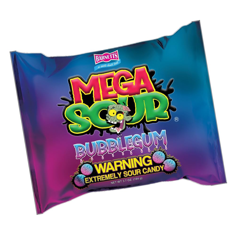 Barnetts Mega Sour Candy Bubblegum - 104g - Handmade Sweets - Sour Coating - Trendy Sweet Bags