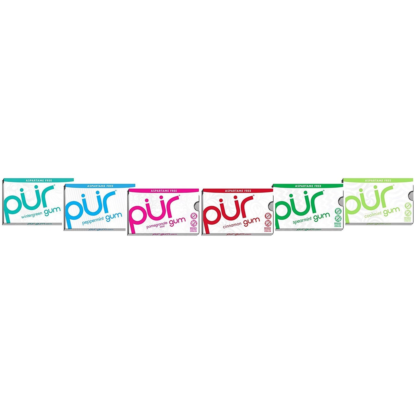 Pur 100% Xylitol Chewing Gum, Coolmint, Sugar-Free + Aspartame Free, Vegan + Non Gmo, 9 Count (Pack Of 12)