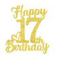 17 Birthday Cake Toppers-Gold Glitter, 17Th Cake Topper For Boy,17 Cake Topper For Girl, 17Th Birthday Decorations,17Th Birthday