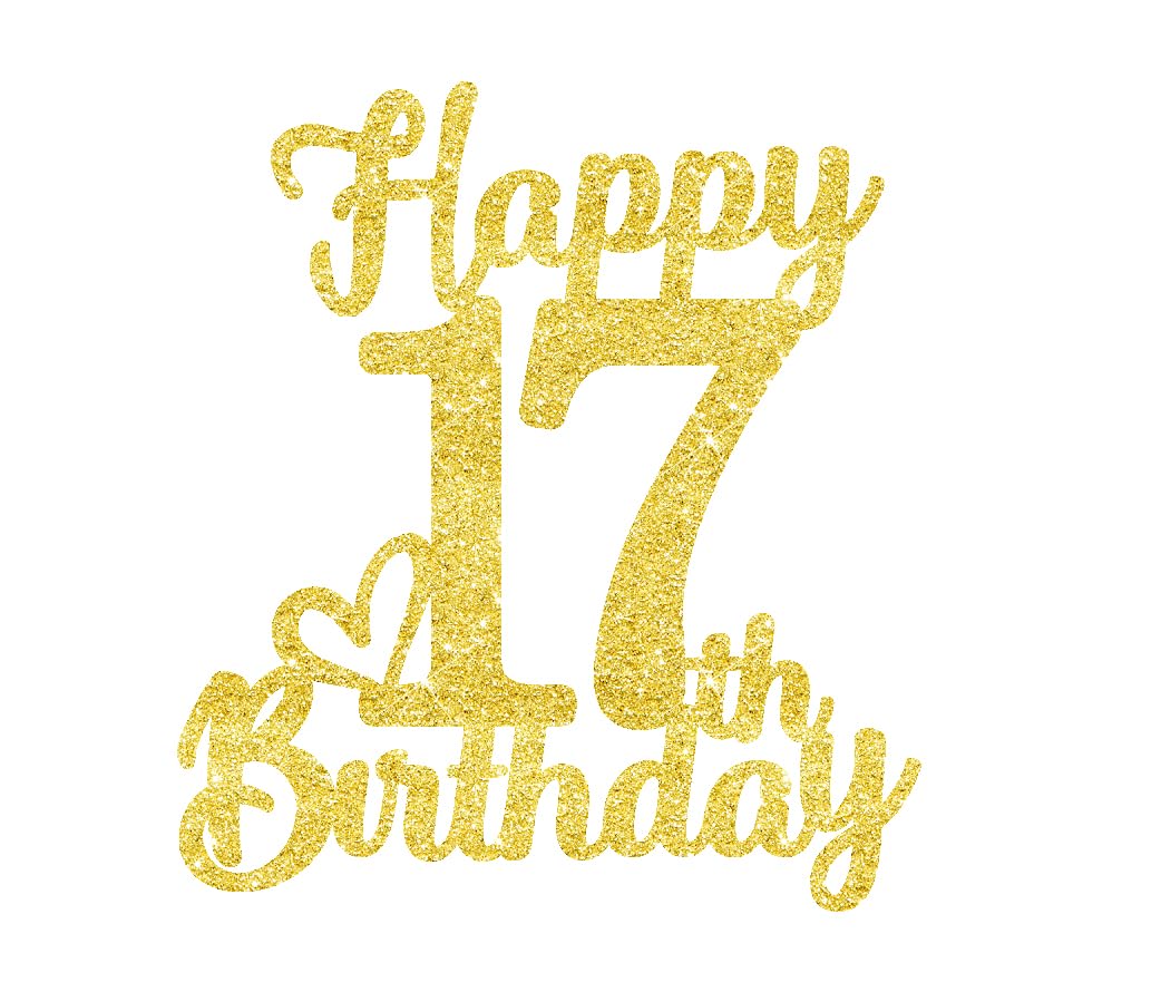17 Birthday Cake Toppers-Gold Glitter, 17Th Cake Topper For Boy,17 Cake Topper For Girl, 17Th Birthday Decorations,17Th Birthday