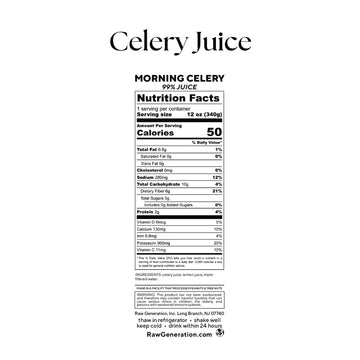 Raw Generation Cold-Pressed Celery Juice with Lemon - 12 Fl Oz (Pack of 18) - Daily Health Drink for Gut Health & Energy Boost