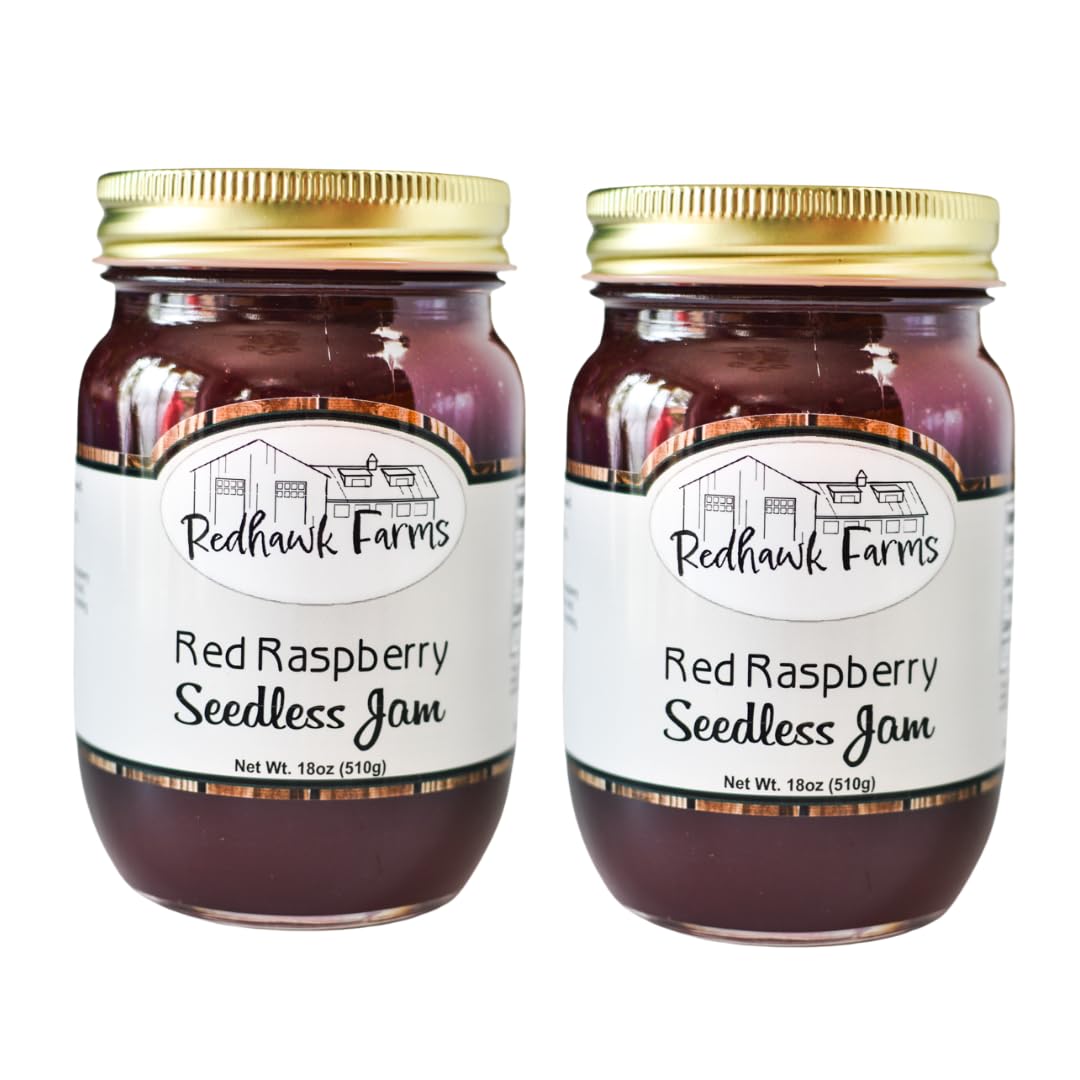 Redhawk Farms Seedless Red Raspberry Jam - All-Natural Raspberry Preserves with No Artificial Flavors or Preservatives - Non-GMO