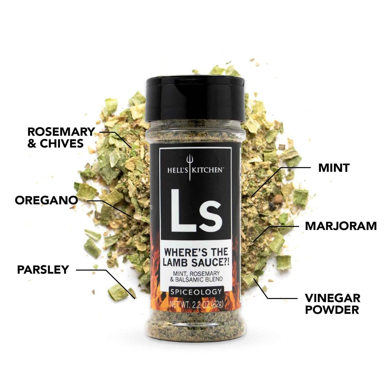 Spiceology & Hell's Kitchen - Where's The Lamb Sauce - Mint, Rosemary and Balsamic Spice Blend - All-Purpose Seasoning - 2.3 oz