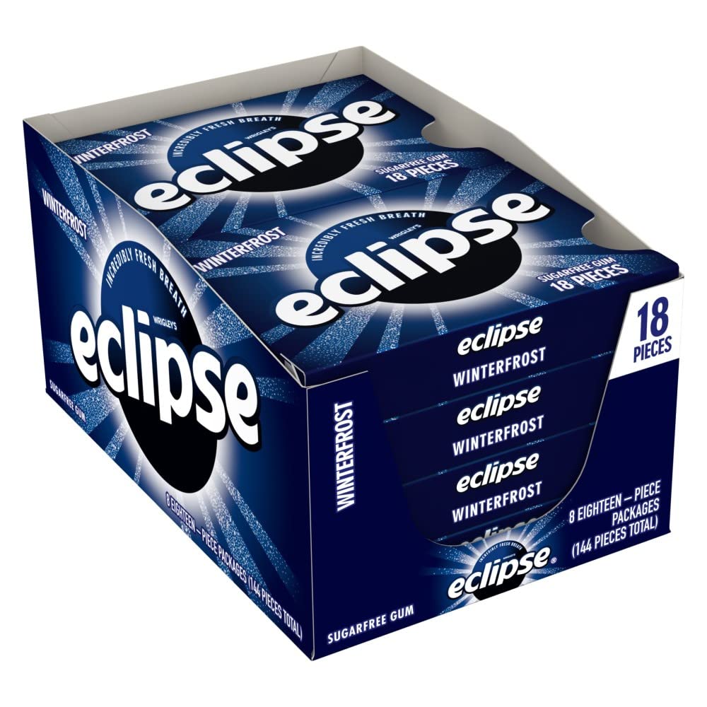 Eclipse Winterfrost Sugar Free Chewing Gum Bulk Pack, 18 Piece (Pack Of 8)