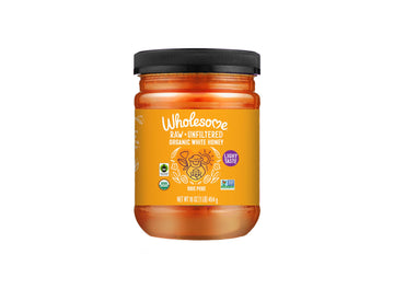 Wholesome Sweeteners 16-Ounce Organic Raw Unfiltered White Honey Jar, 100% Pure, Fair Trade Certified, Non GMO Project Verified,