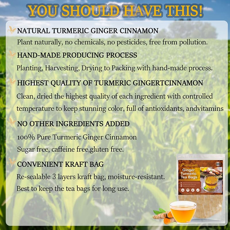 SIRDIKA Organic Turmeric Ginger Cinnamon Tea Bags, 150 Count, 100% Natural Herbal Tea for Men and Women