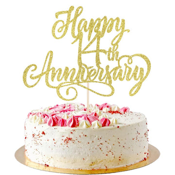 AROKIPPRY Happy 14th Anniversary Cake Toppers -Wedding Anniversary Party Decorations, 14th Wedding Anniversary, Company Annivers