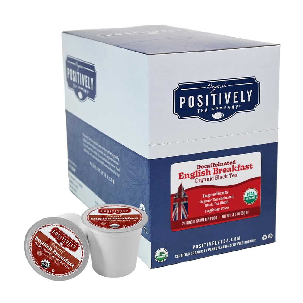Organic Positively Tea Company Decaf English Breakfast Black Tea K-Cup Compatible 24 Pods