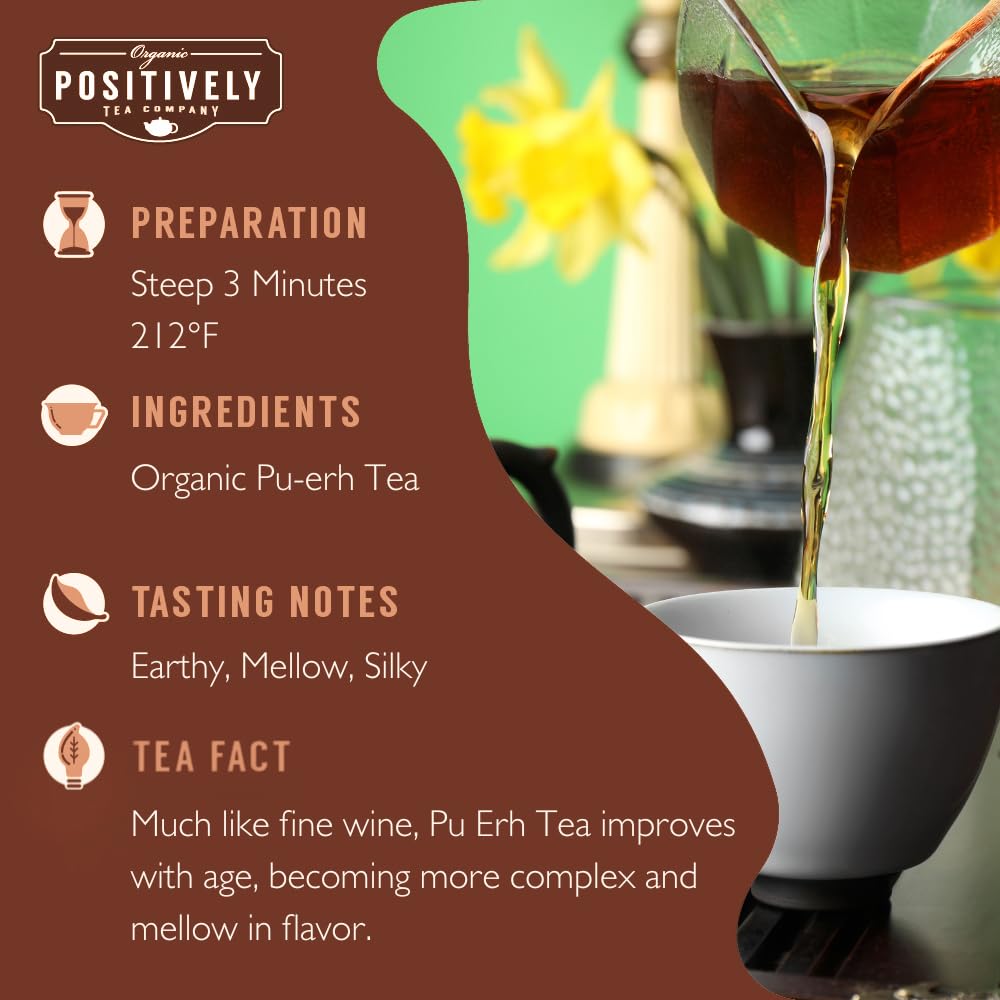 Organic Positively Tea Company Pu-Erh Loose Leaf Tea, 16 Ounce, 1 Pound